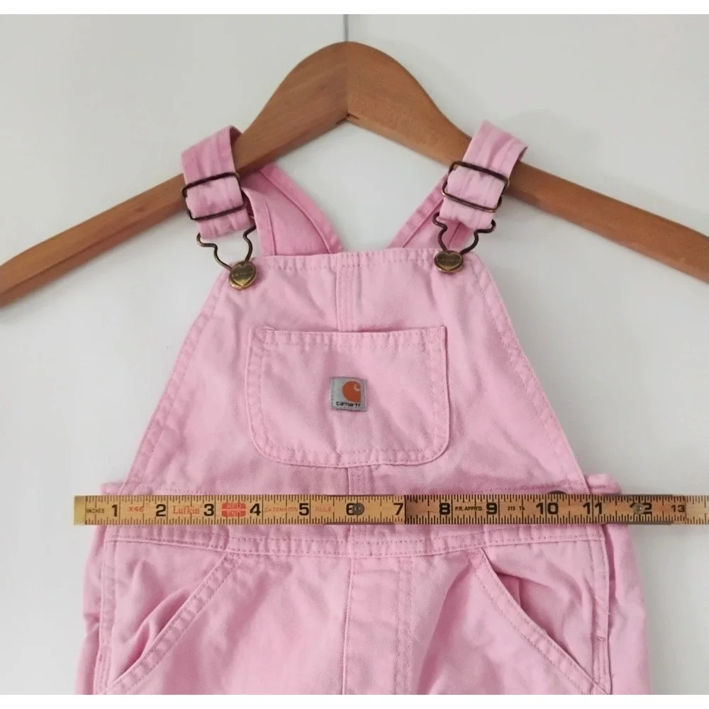 Carhartt Canvas Overalls Kids 4T Pink Plaid Flannel Lined Duck Bibs